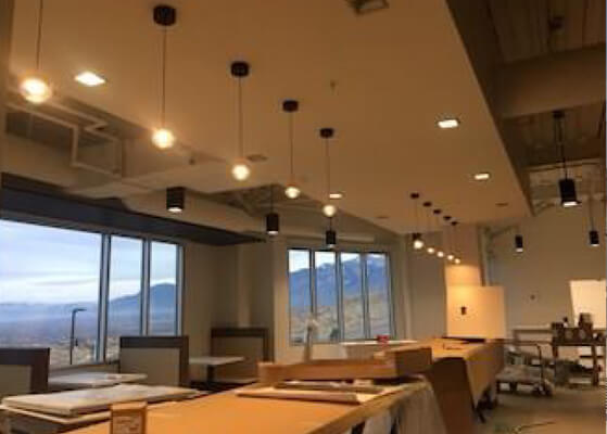Interior view of facility showcasing ceiling lights