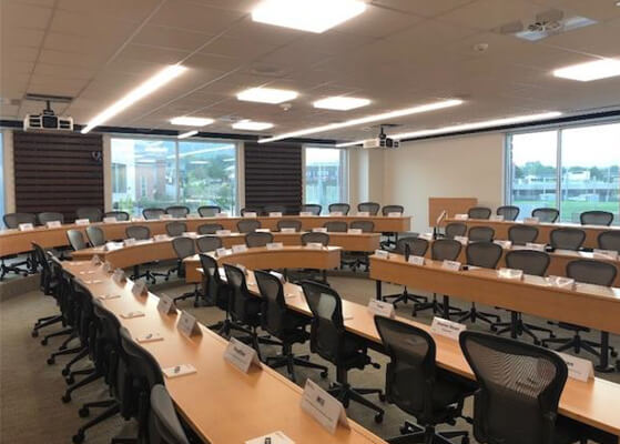 Interior view of facility showcasing board room lighting